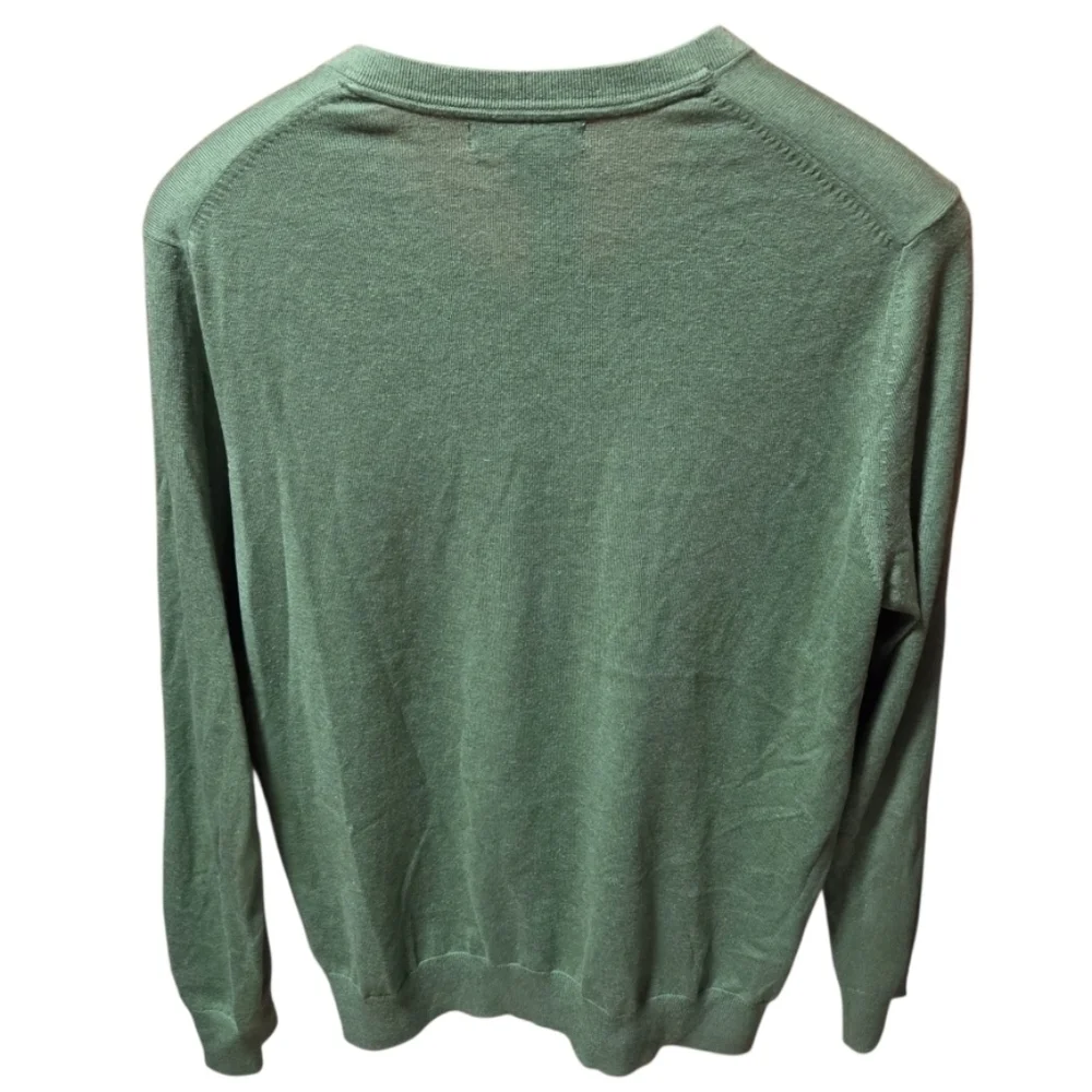 Banana Republic Mens Luxury Blend Silk Cashmere V-Neck Sweater Green Size Large
